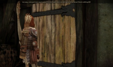 First I intimidate the drunken blacksmith into opening the door.