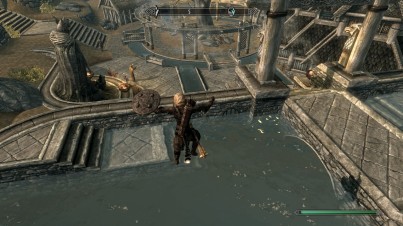 Jumping into the pool outside Dragonsreach every time I pass it.